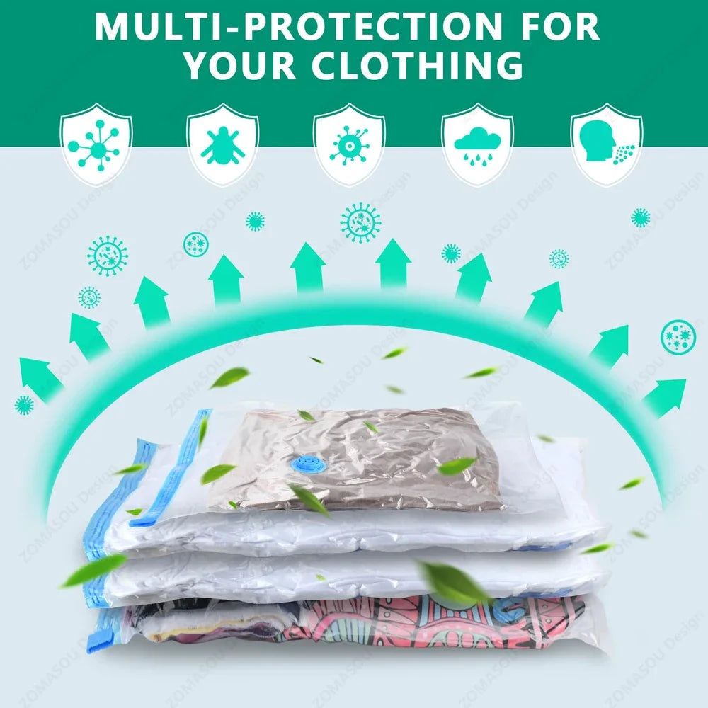 1-24Pcs Reusable Vacuum Storage Bags Vacuum Seal Bag Folding Compressed Organizer Bag Space Saving Bags For Clothes Bedding