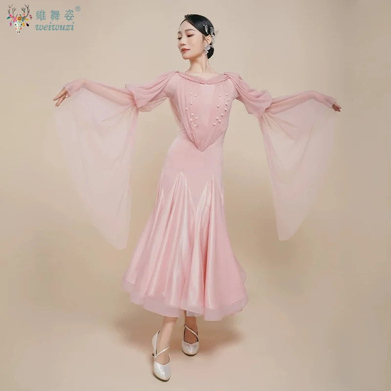 Women's social ballroom dress for waltz and quickstep