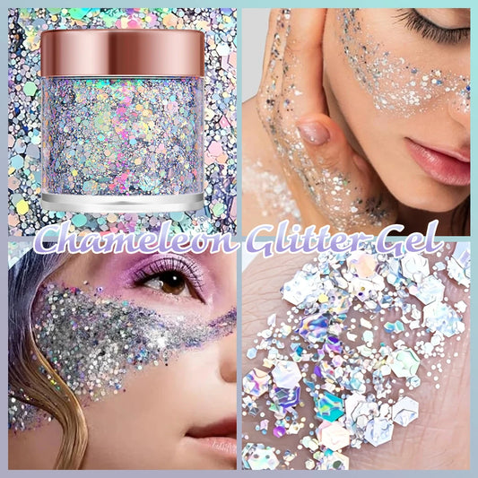Chameleon Glitter Gel Sequins for Eyes, Body & Hair - Stage Makeup