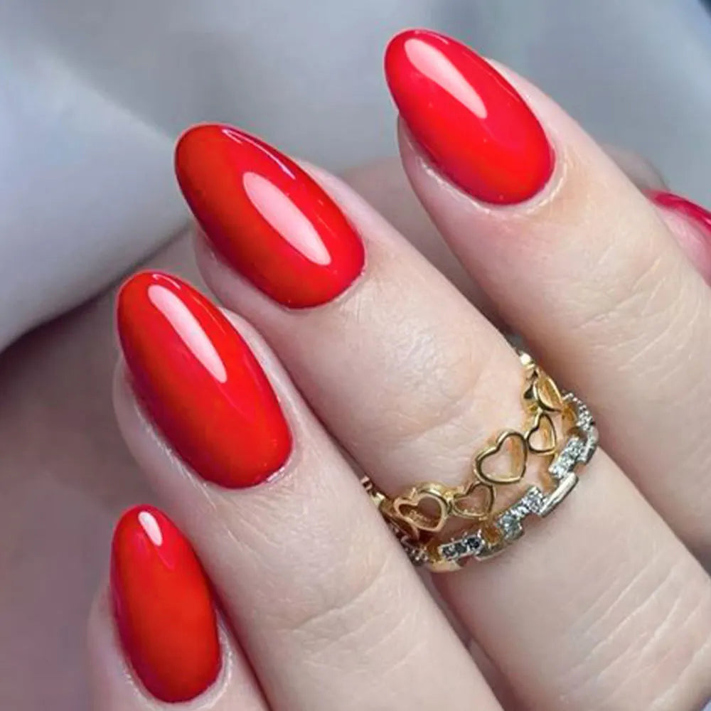 120Pcs Christmas Red Press On Nails Mid-length Almond Fake Nails Full Cover Detachable False Nail Tips For Women Halloween Wear