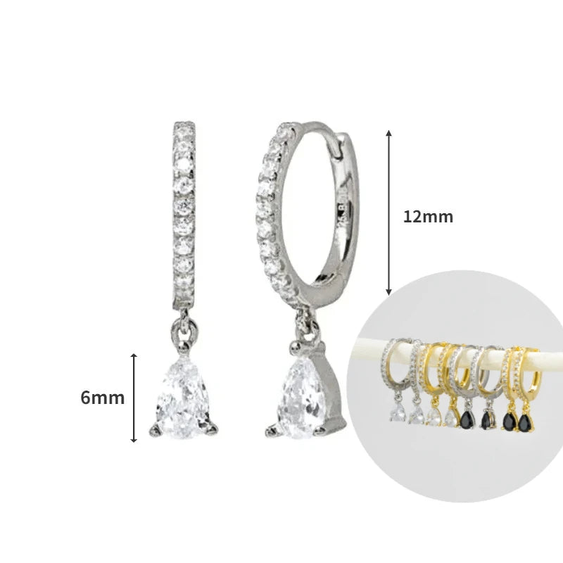 925 Sterling Silver Tassel Hoop Earrings for Women - White Zircon