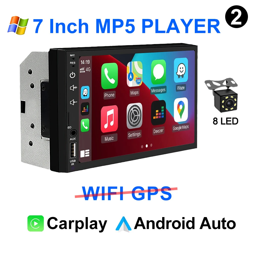 CAIXI Universal 2-DIN Android 14 Car Stereo — CarPlay, Android Auto, GPS for Toyota, Nissan, Jeep, Hyundai, Kia, Chevrolet, VW, Fiat