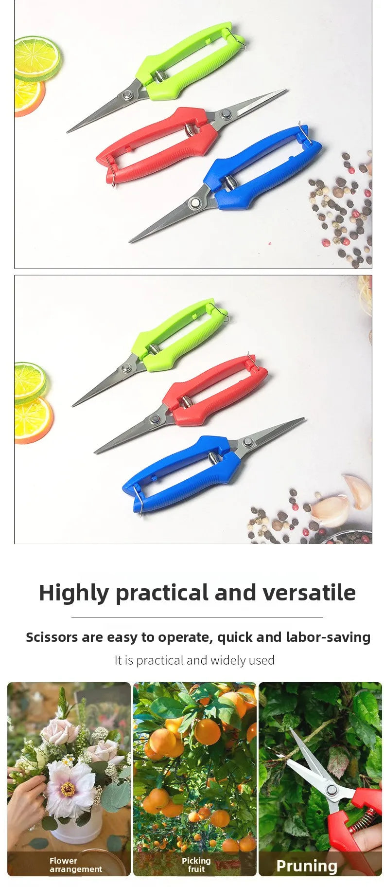 Straight-Head Pruning Shears — Stainless Steel Bonsai Garden Scissors