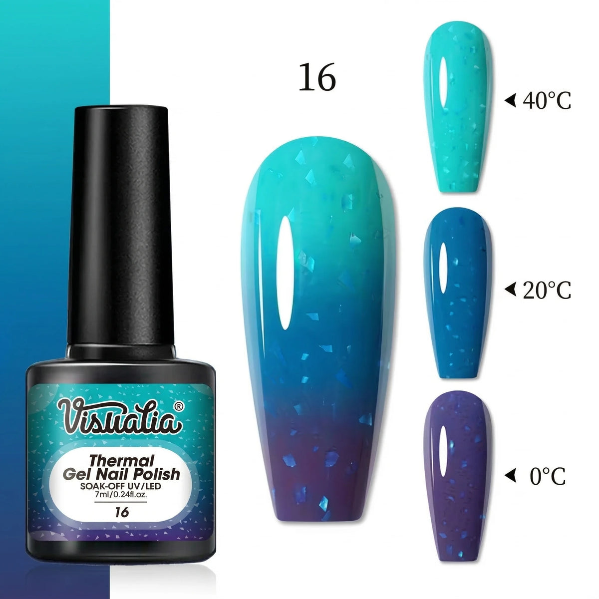 1pc Gradient Hot Gel Nail Polish Set, Changes with Temperature, Semi-Permanent /LED, Soak-Off, Long-Lasting, And Fragrance,