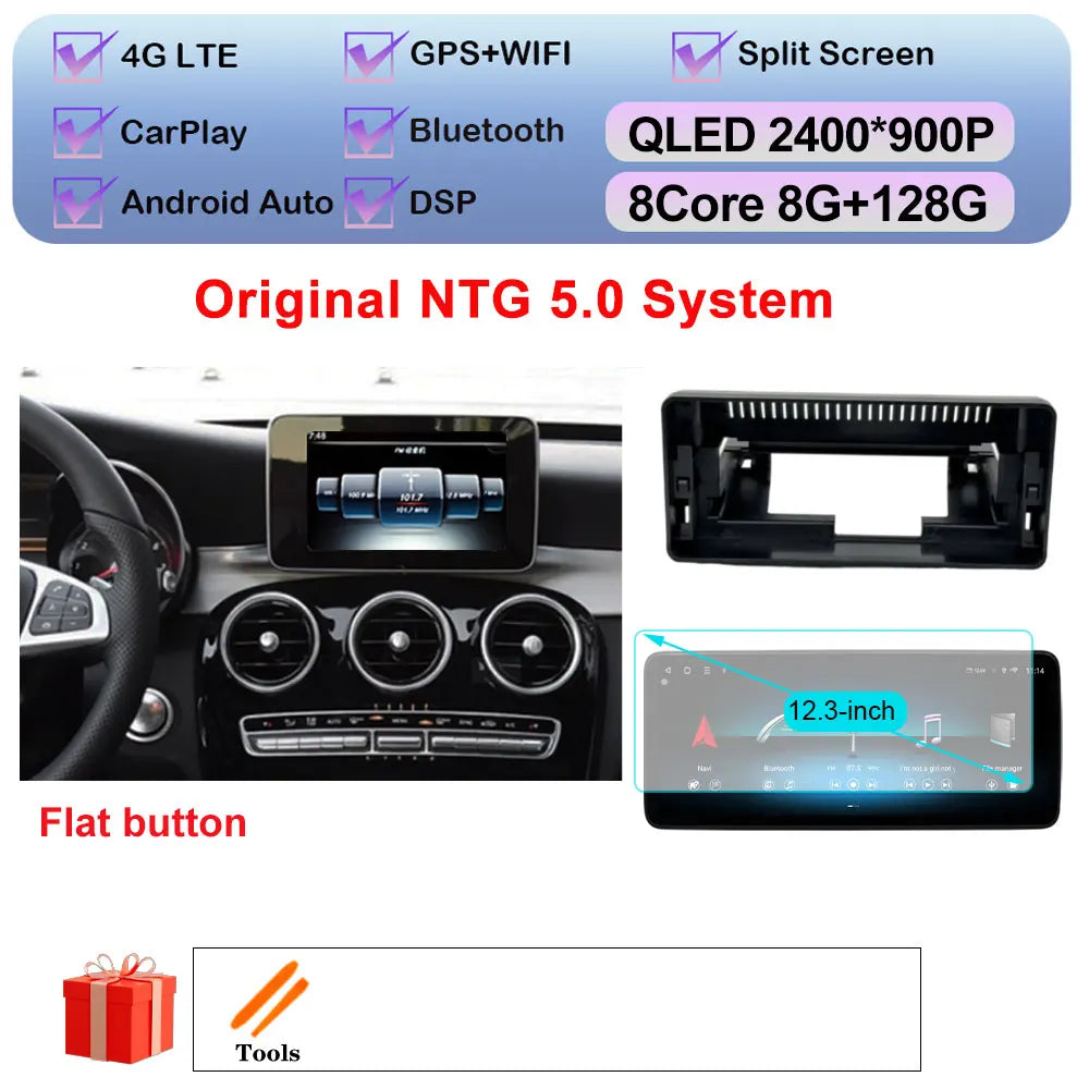 Car Stereo with Apple CarPlay & Android Auto, Compatible with Mercedes-Benz C-Class W205 & GLC X253