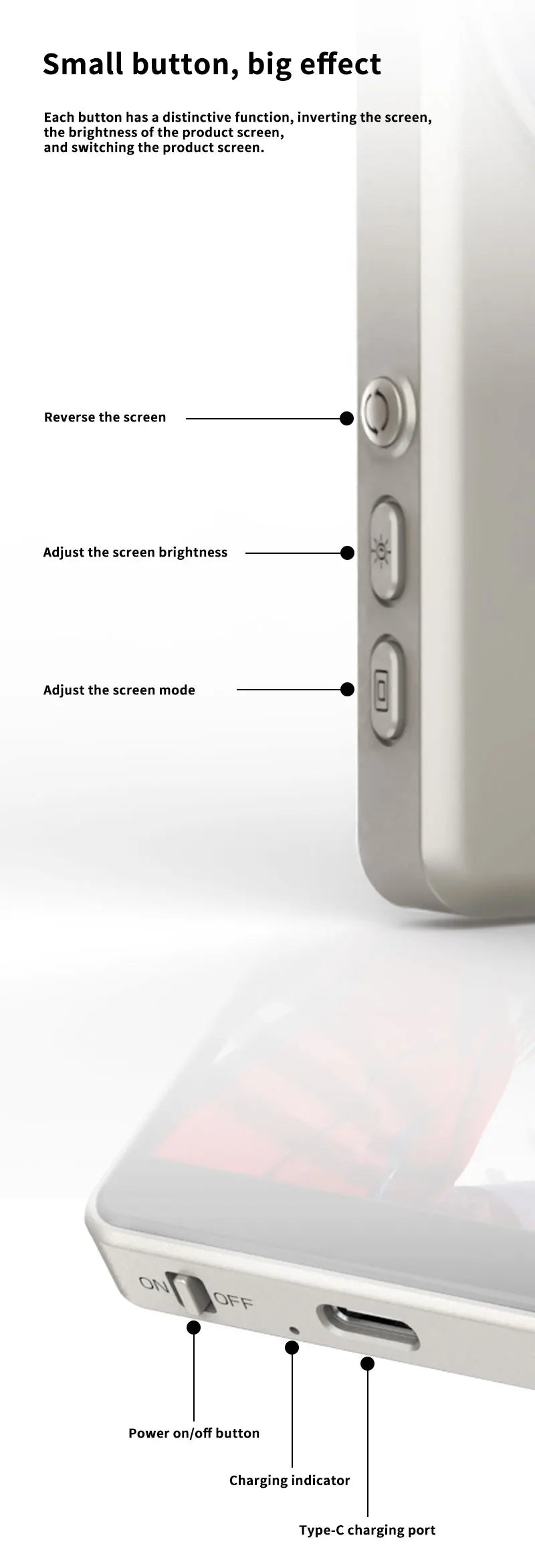 Mobile screen splitter selfie wireless display screen long-distance transmission monitor synchronized live broadcast Vlog screen