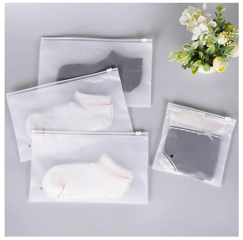 StoBag Frosted Matte Plastic Clothing Packaging Zipper Bag Zippered Shipping Sealed Underwear Socks Storage Reusable Pouch