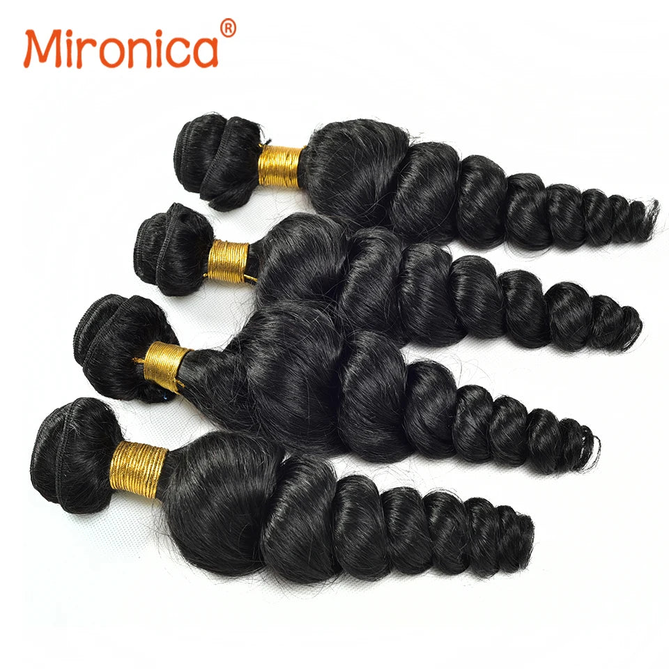 Brazilian Raw 12A Loose Wave Human Hair Bundles 100% Unprocessed Double Weft Weave Hair Extensions #1B 1/2/3/4 Body Wave Bundles