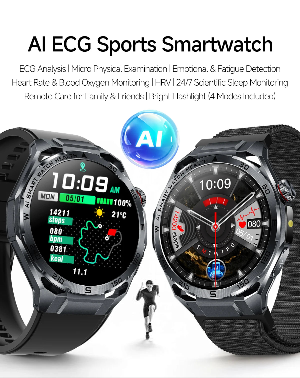 2026 New Body Fat AI Analysis Health Smart Watch ECG+PPG Uric Acid BP Blood Oxygen Call AMOLED Screen Smart Watch For Men Women