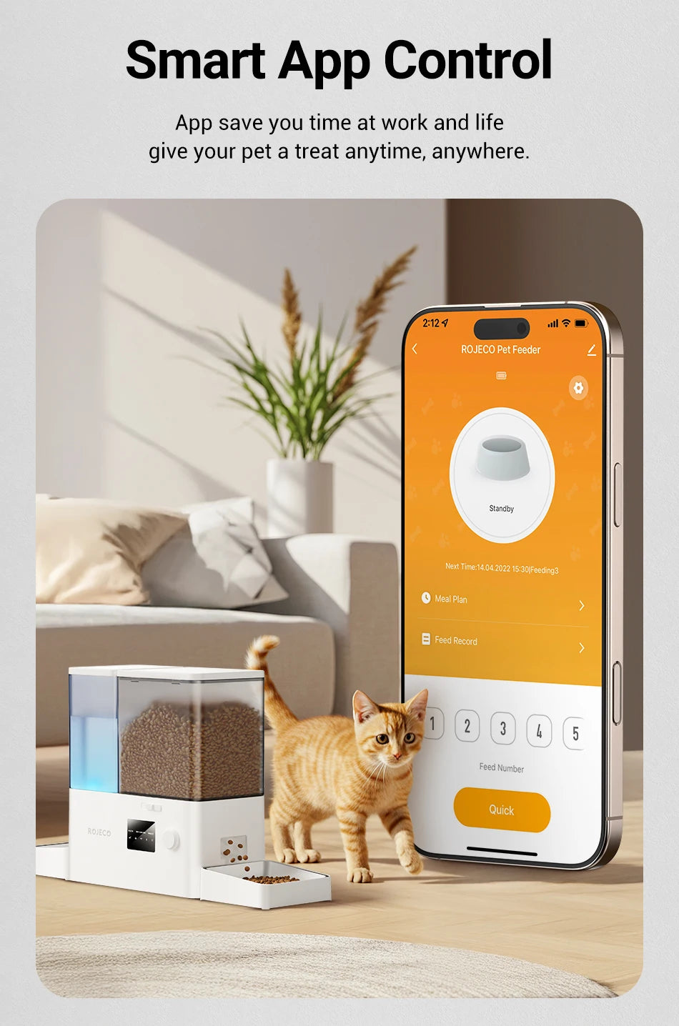 Automatic Pet Feeder with Water Fountain, 5L Food and 3.5L Water