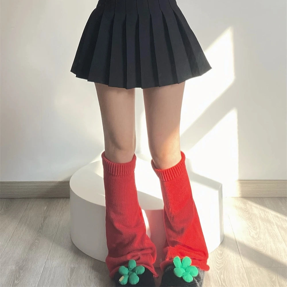 Women's Red Long Knit Leg Warmers - Y2K Boot Cuffs - photo 6