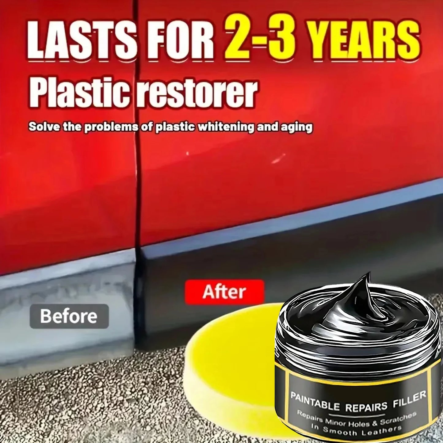 Car Interior Plastic Leather Scratch Repair Paste Automotive Polishing Wax Anti-Aging Paste Tires Seats Steering Wheel B1267