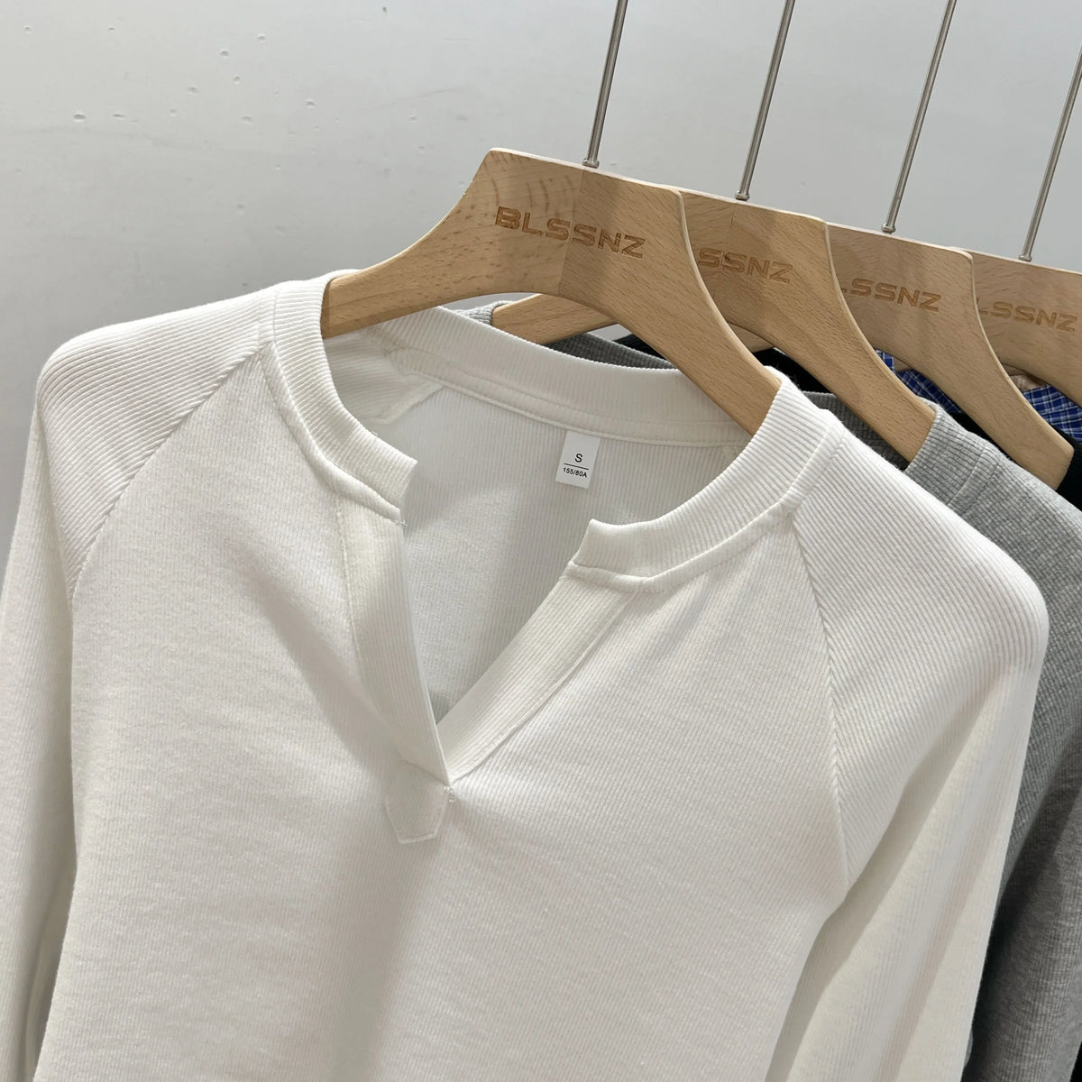Women's slim V-neck long sleeve tee — view 4 of 20