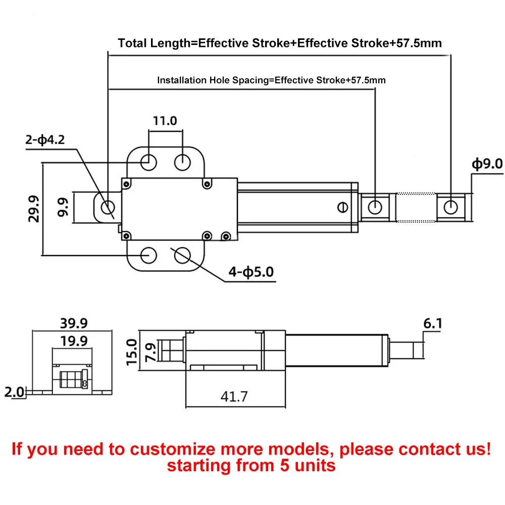 Micro Linear Actuator Mini Electric Cylinder Push Rod DC12V 64/96/188N 50/100/150/200mm Stroke Reciprocating Motor for DIY Toy