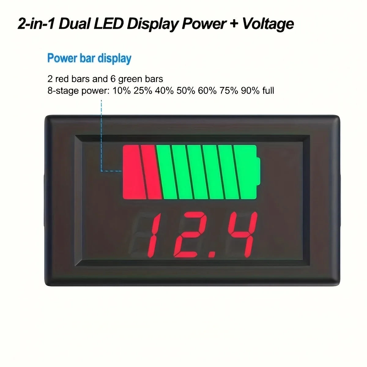 12V 24V 36V 48V 60V Car Battery Charge Level Indicator Lithium Battery Capacity Meter Tester Display LED Tester Voltmeter