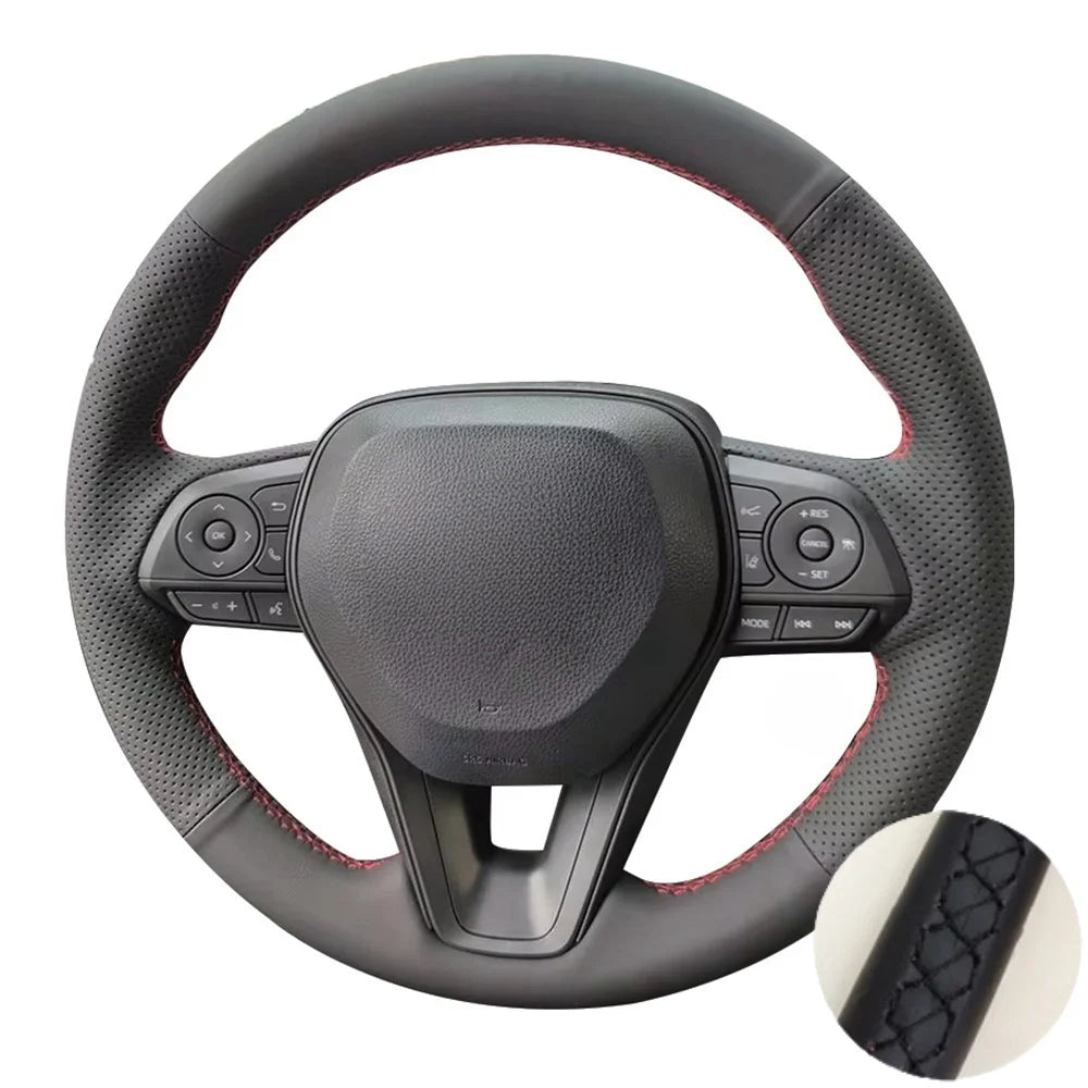 Perforated Microfiber Leather Car Steering Wheel Cover For Toyota Camry 2018 Corolla RAV4 Avalon Crown 2019 Steering Wrap