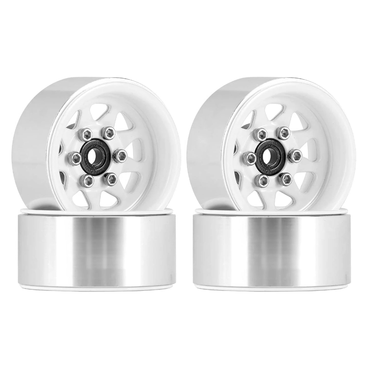 RCXAZ 1.0" Beadlock Wheel Rims 52*19mm Tires Set for 1/18 1/24 RC Crawler Car Axial SCX24 FMS FCX24 TRX4M (W1004-T1014)