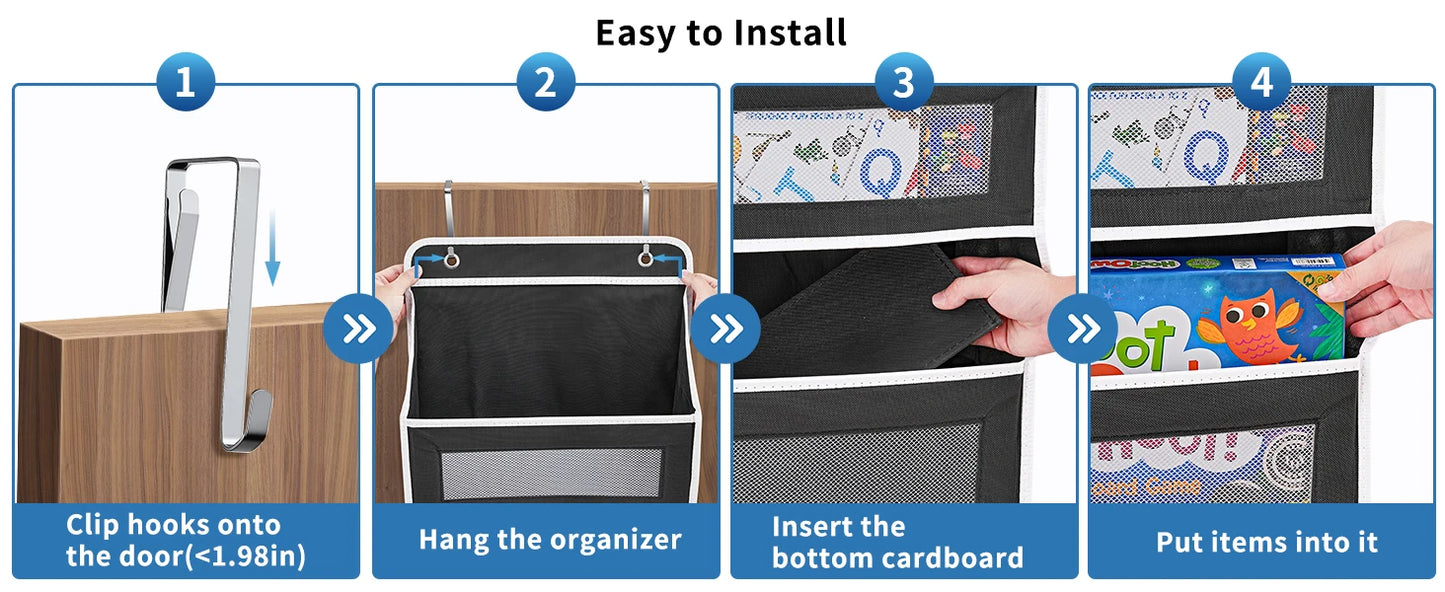 5-Shelf Hanging Storage Organizer - Behind Door, Anti-Tilt, 5 Large Capacity Pockets, Suitable for Bedroom, Bathroom