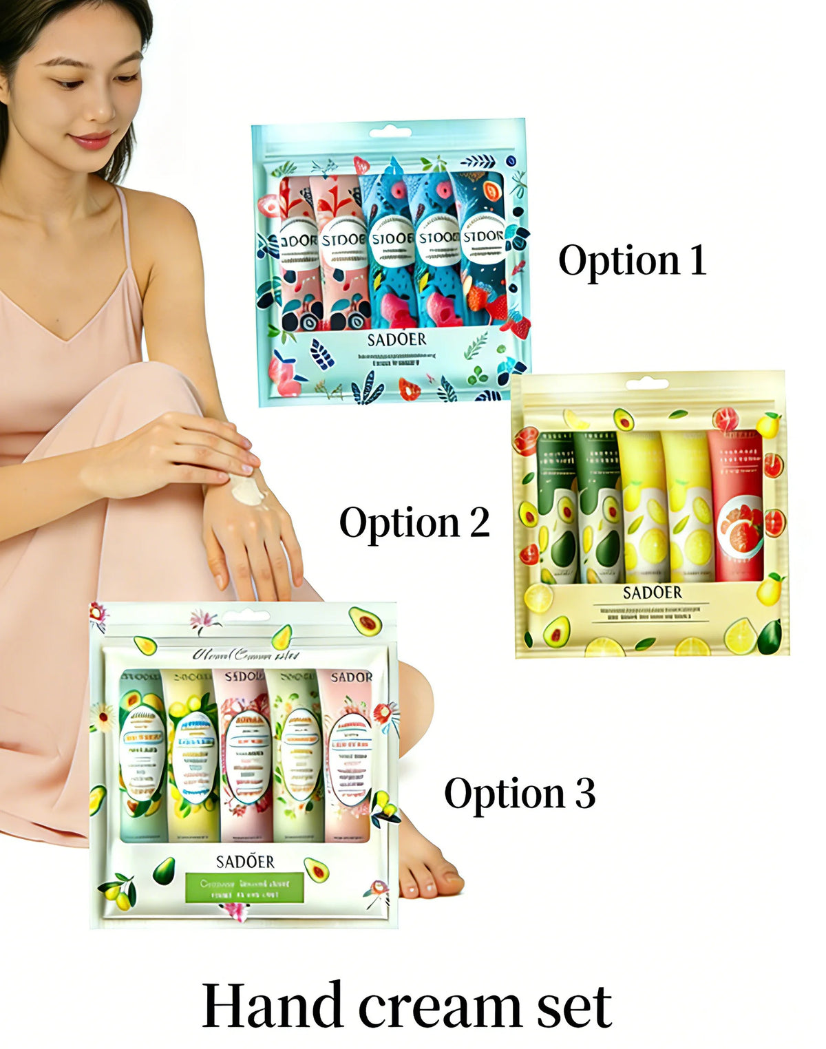 SADOER Hand Cream Set 5pcs Moisturizing for Dry Hands Travel Size Hand Lotion Gift Set to Nourish and Repair Dry Cracked Hands