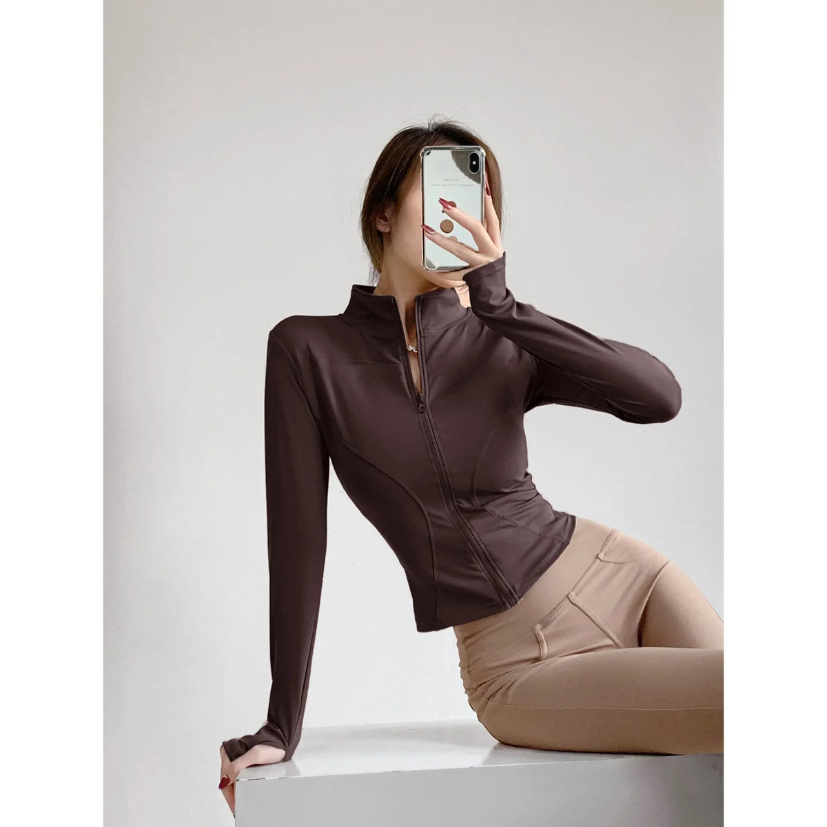Women's Quick-Dry Yoga Jacket, Slim Zip-Up
