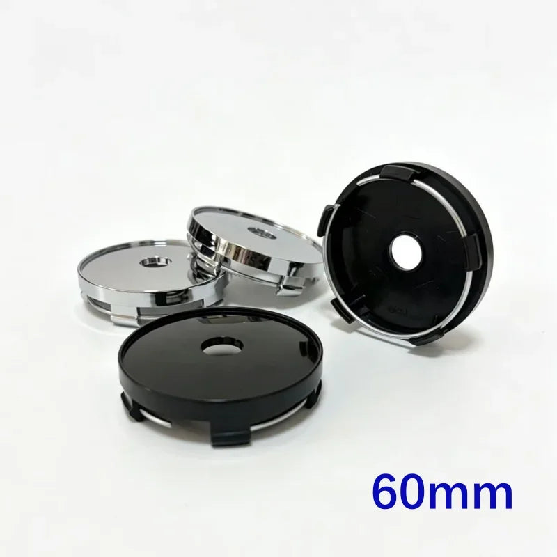 New 4pcs 68mm 65mm 60nmm 56mm 50mm 49mm 48mm Black Chrome Silver Blank Base Rim Cap For Car Modification Universal No Logo Hub C