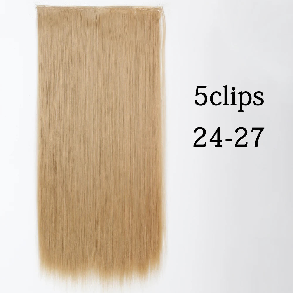 Synthetic 5 Clip In Hair Extensions Long Curly Hairstyle Hairpiece Natural Brown Black 80cm Heat Resistant  Fake Hair For Women