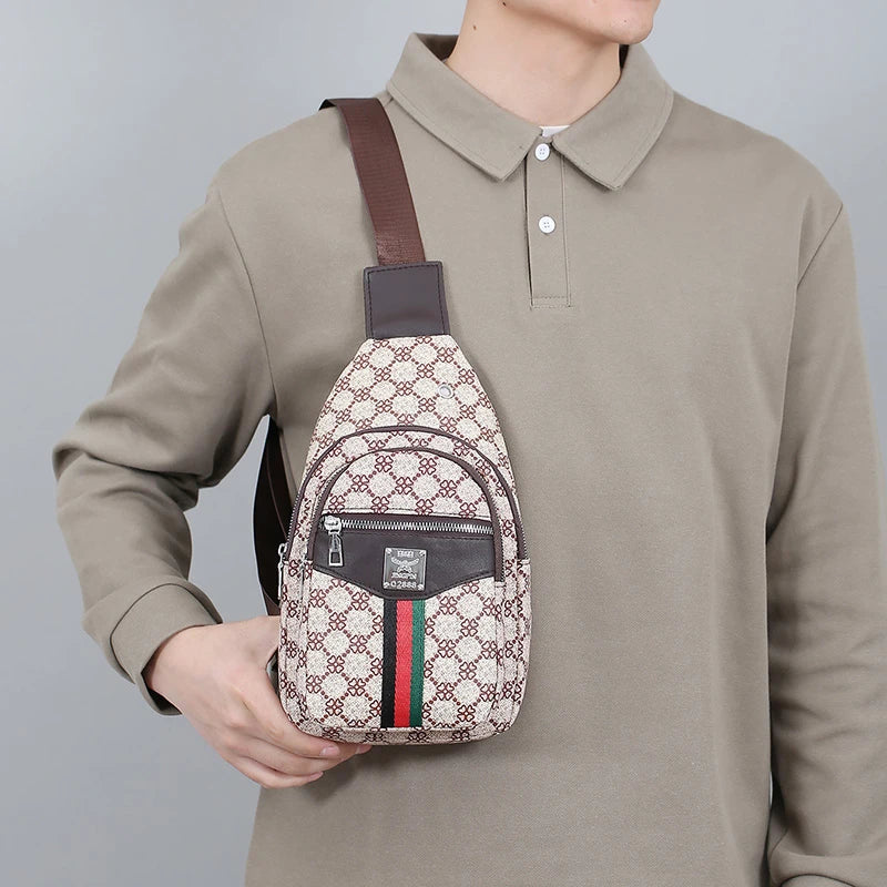 Men's Multifunction Messenger Bag Shoulder Cloth Chest Bags Crossbody Casual Handbag with Earphone Hole