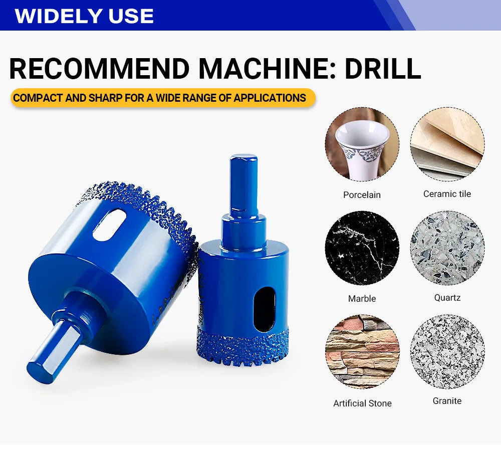 10 Pc Diamond Core Drill Bit Set 6-50mm, Vacuum Brazed Hole Saw