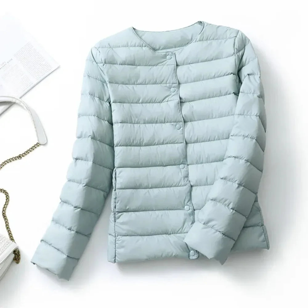 Women's Lightweight Puffer Jacket - Matte Short Winter Coat - photo 2
