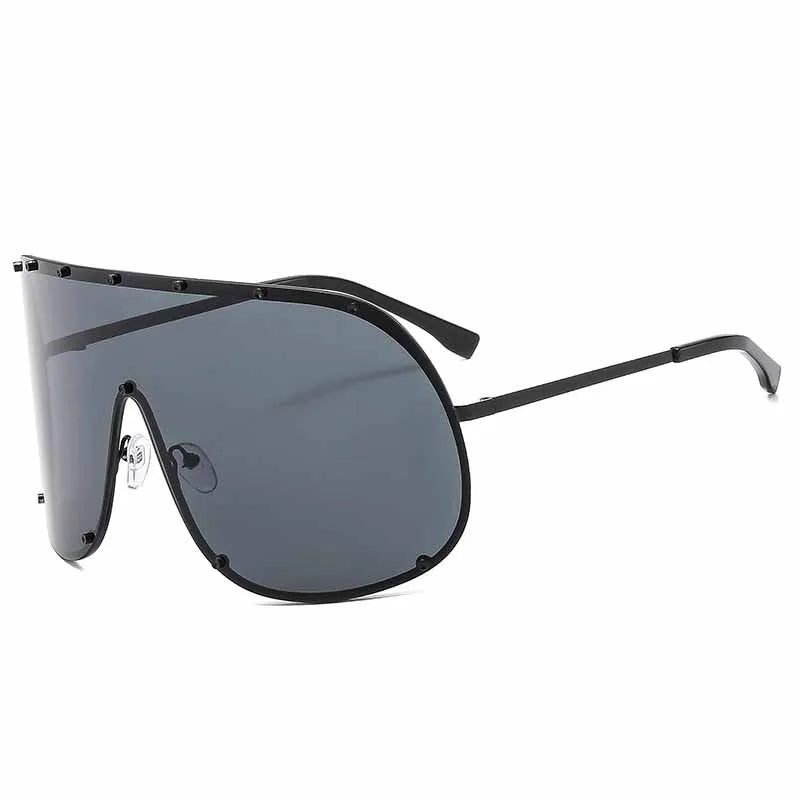 Oversized Rimless Shield Sunglasses for Women — Y2K UV400