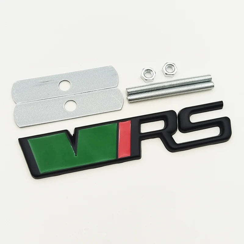 3d Metal RS Logo VRS Car Front Grill Emblem Rear Trunk Badge for Skoda VRS Octavia 1 2 3 Rapid Kodiaq Karoq Fabia Kamiq Superb