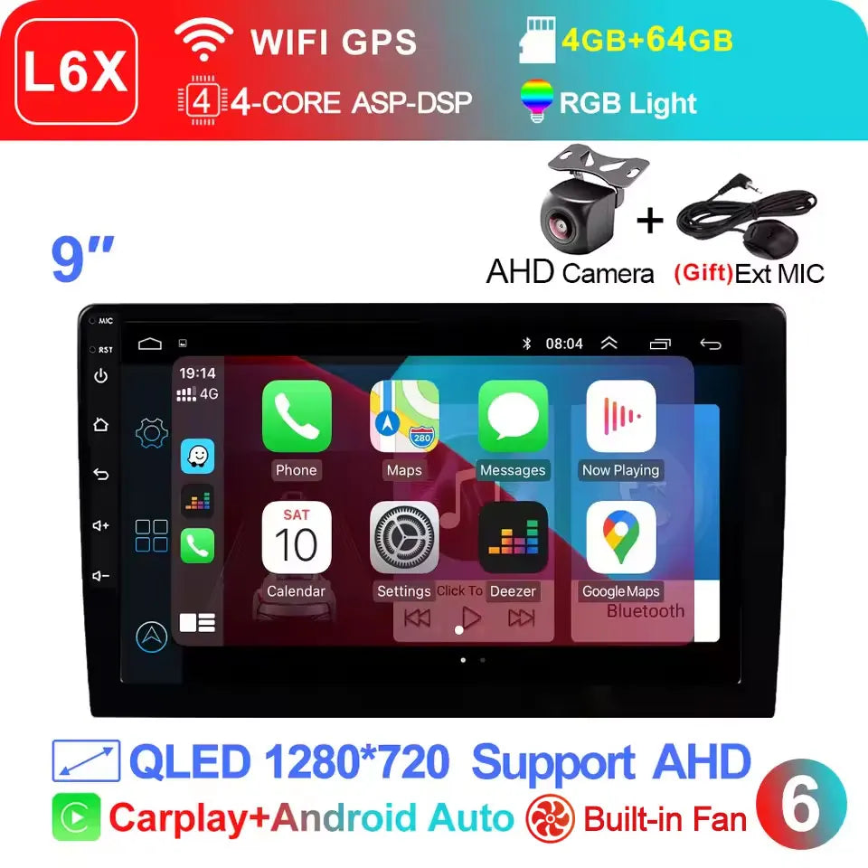 LEHX Universal 2-DIN Android Car Stereo (7"/9"/10") — Wireless CarPlay, Android Auto, GPS, 4G, WiFi