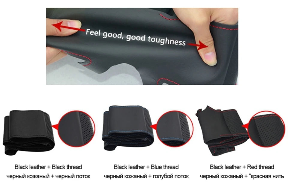 Hand-Sewn Leather Steering Wheel Cover — Chevrolet Captiva, Silverado & GMC Sierra (2007–2014)