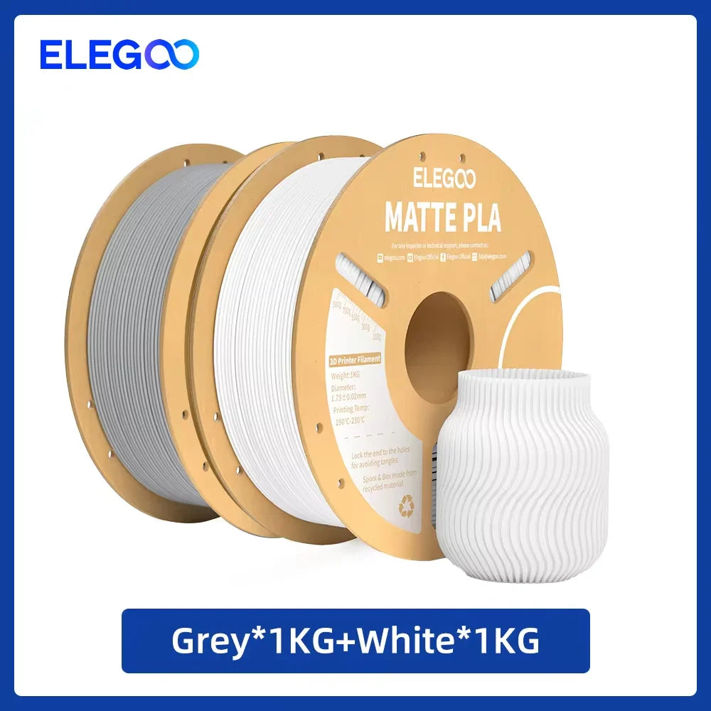 ELEGOO Matte PLA Filament 1KG,1.75mm FDM 3D Printer Filament Dimensional Accuracy +/- 0.02mm, 1kg Carboard Spool (2.2lbs)