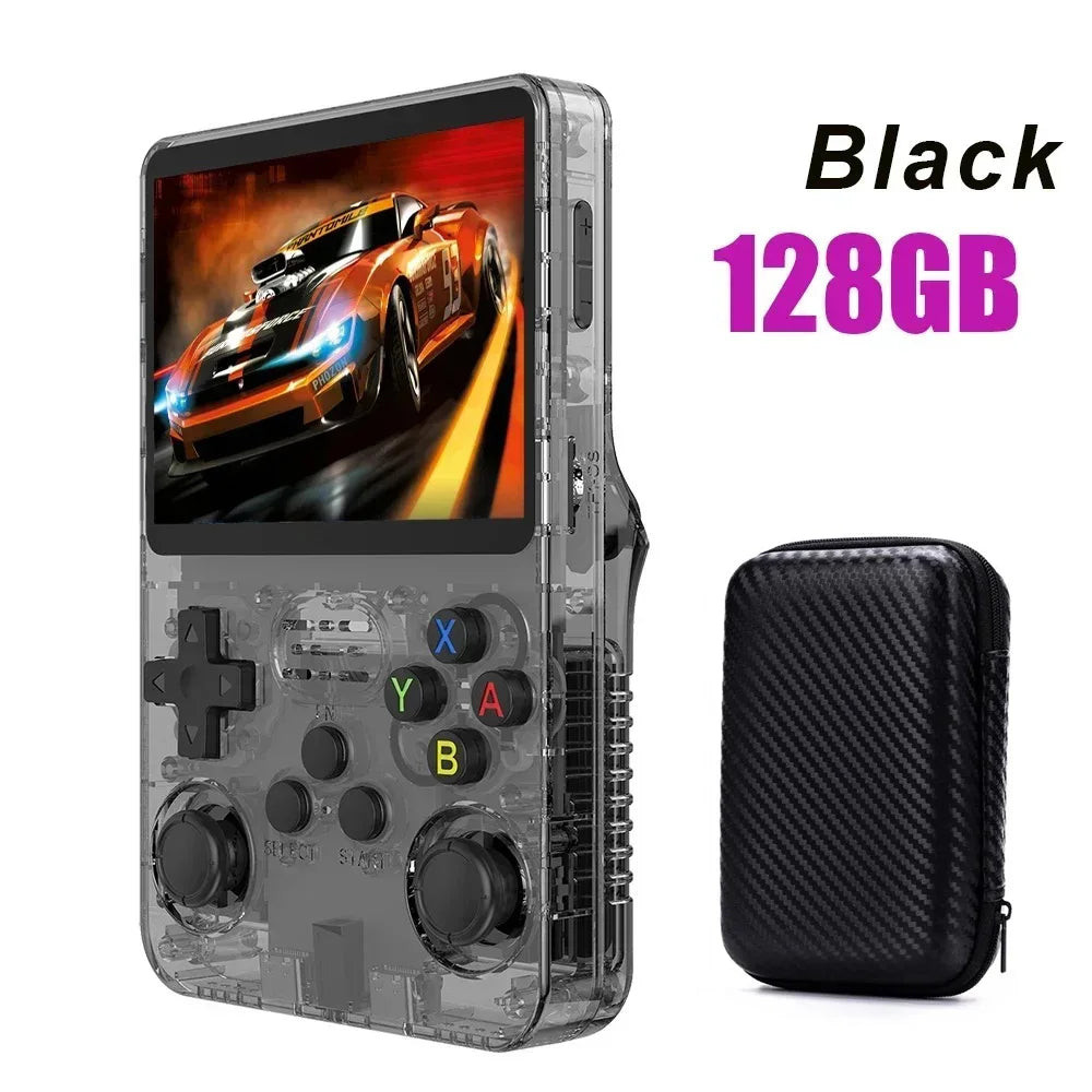 64GB/128GB Open Source R36S Video Game Console Linux System 3.5 Inch IPS Screen Orange Portable Pocket Video Player With bag