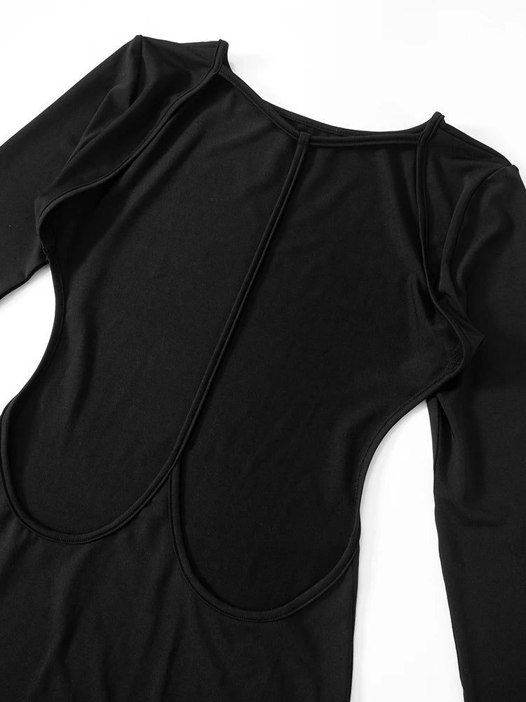 kliou Concise Solid Women Mini Dress Spring Classic Full Sleeve Backless Body-shaping Vestidos Female Party Clubwear Trend New