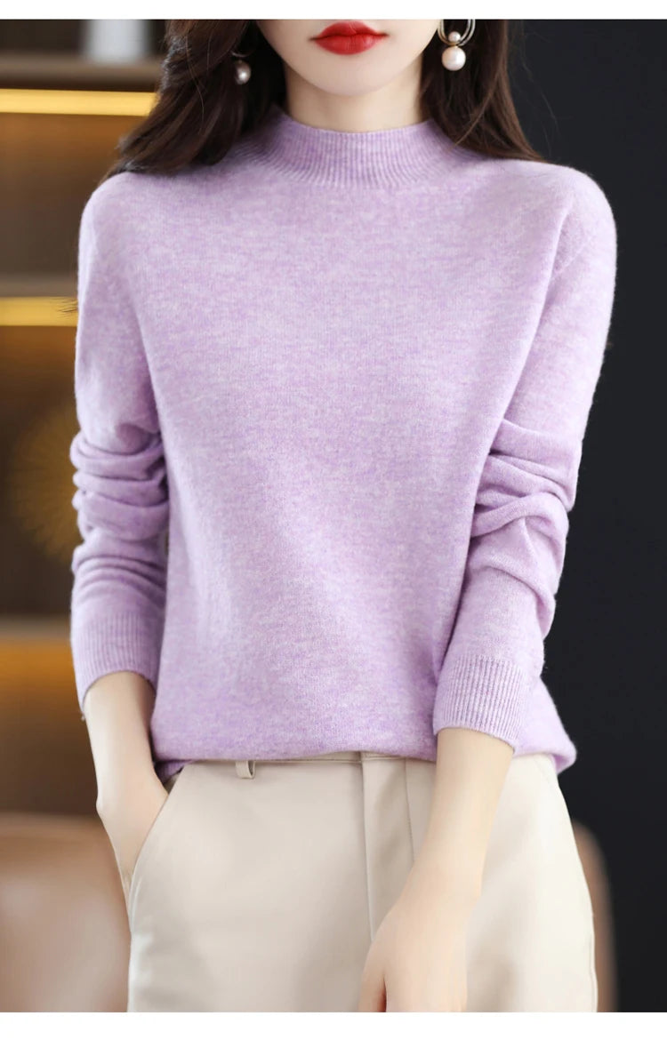 Women's Merino Wool Mock Neck Sweater