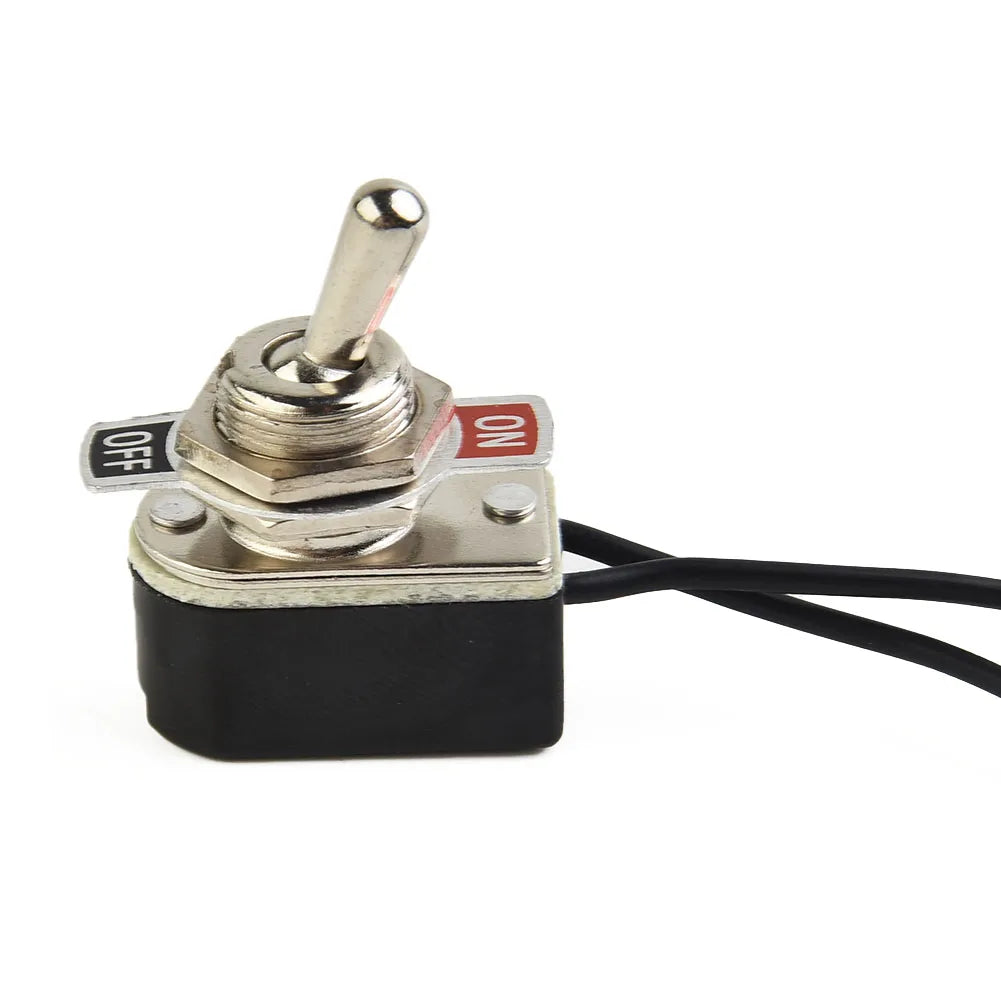 SPST 6A Toggle Switch Rocker SPST Contacts Switch Toggle With Wire Switch 12mm Cutout 1PCS 6A/125V Black+Silver