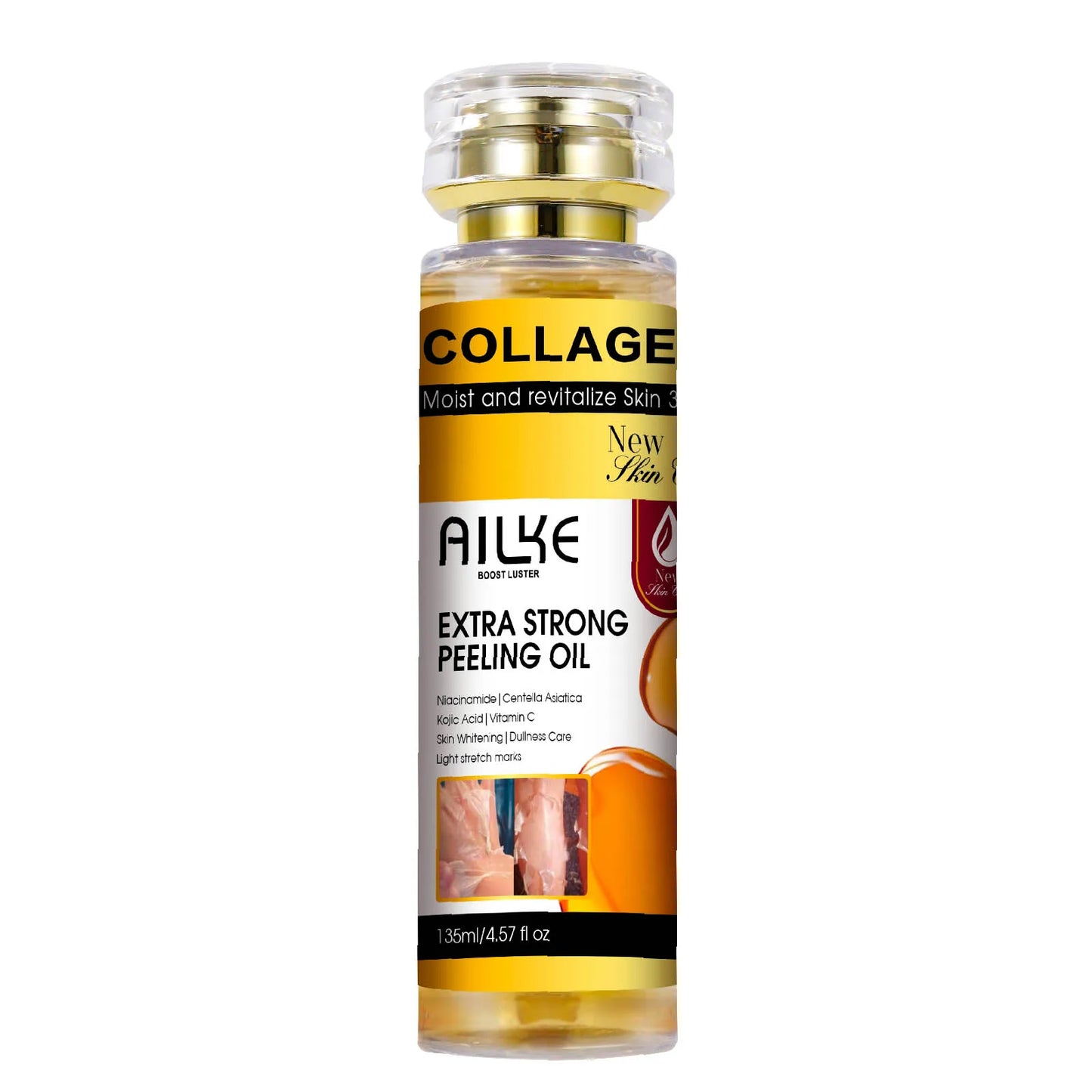 AILKE Collagen & Kojic Acid Peeling Oil 135ml – Whitening, Exfoliating & Brightening for Face, Body, Hands & Feet | All Skin Types