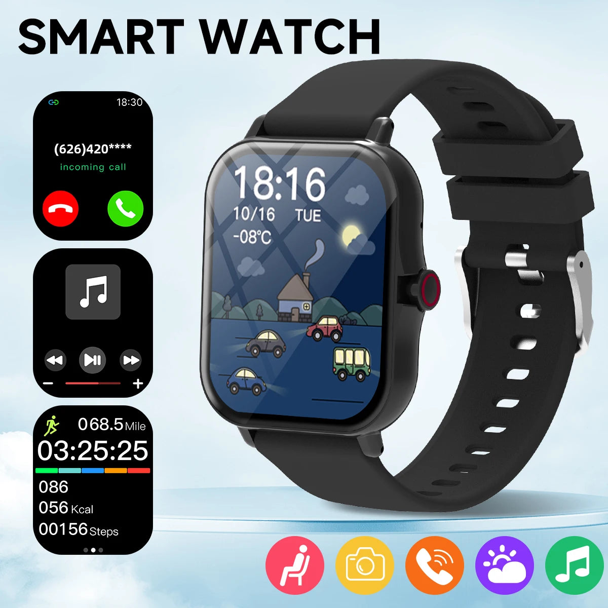 NEW Hot Smart Watch 1.83''HD Screen Camera Music Control Multi-mode Sports Bluetooth Call for Android/IOS 2026 Kids Gift Choice