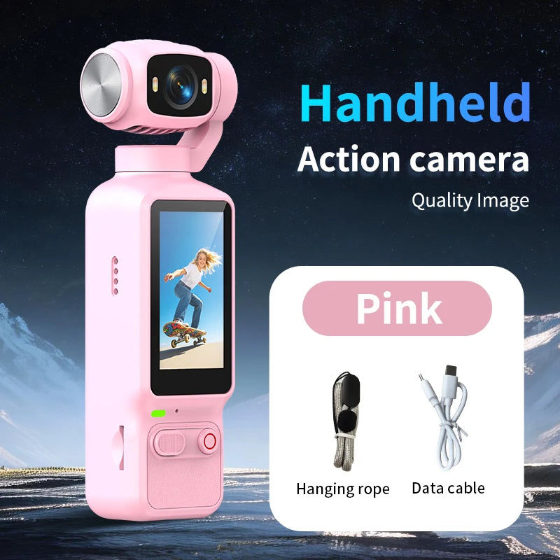 4K Handheld Action Camera — 90°/180° Rotating Lens for Vlogs