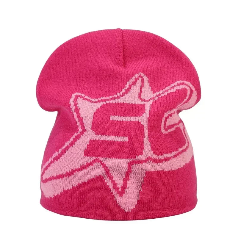 Y2K Letter Knit Beanie, Warm Ski Hat
