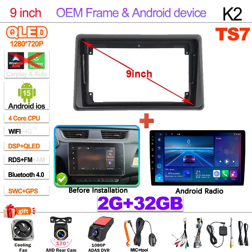 Android Car Stereo for Renault Express (2021–2022) — Wireless CarPlay, Android Auto, GPS, 5G WiFi