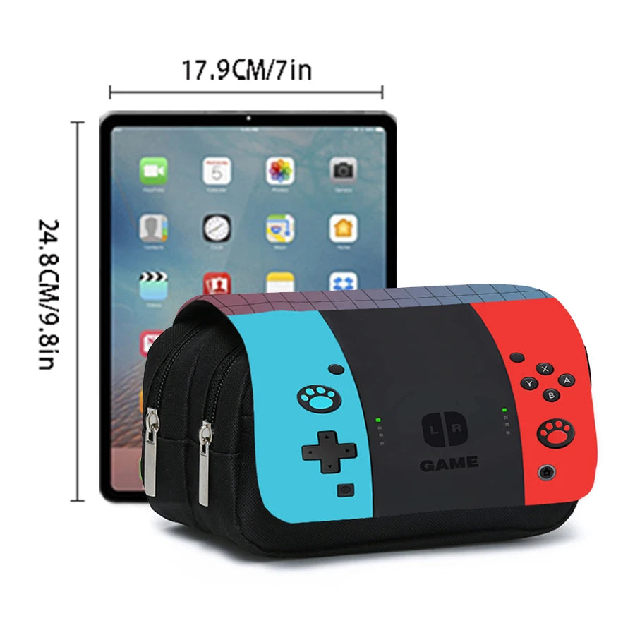 Games Console Double Layered Flip Pen Case For Boy/Girls Best Gifts 2D Cartoon Teenagers Pen Bag School Supplies For Children