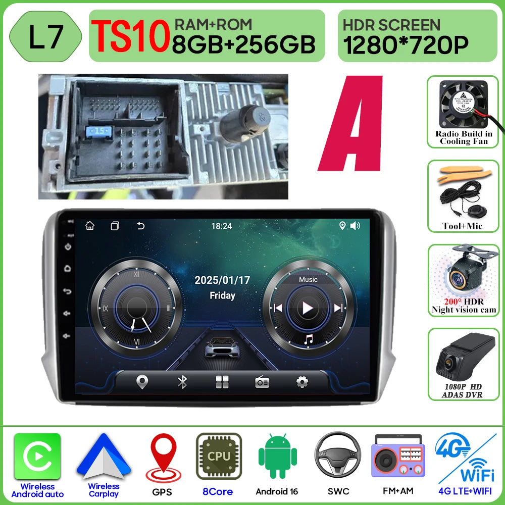 Android 16 GPS Navigation For Peugeot 2008 208 Series 2012 - 2018 Carplay Car Radio Multimedia Player Stereo Video BT 2k Screen