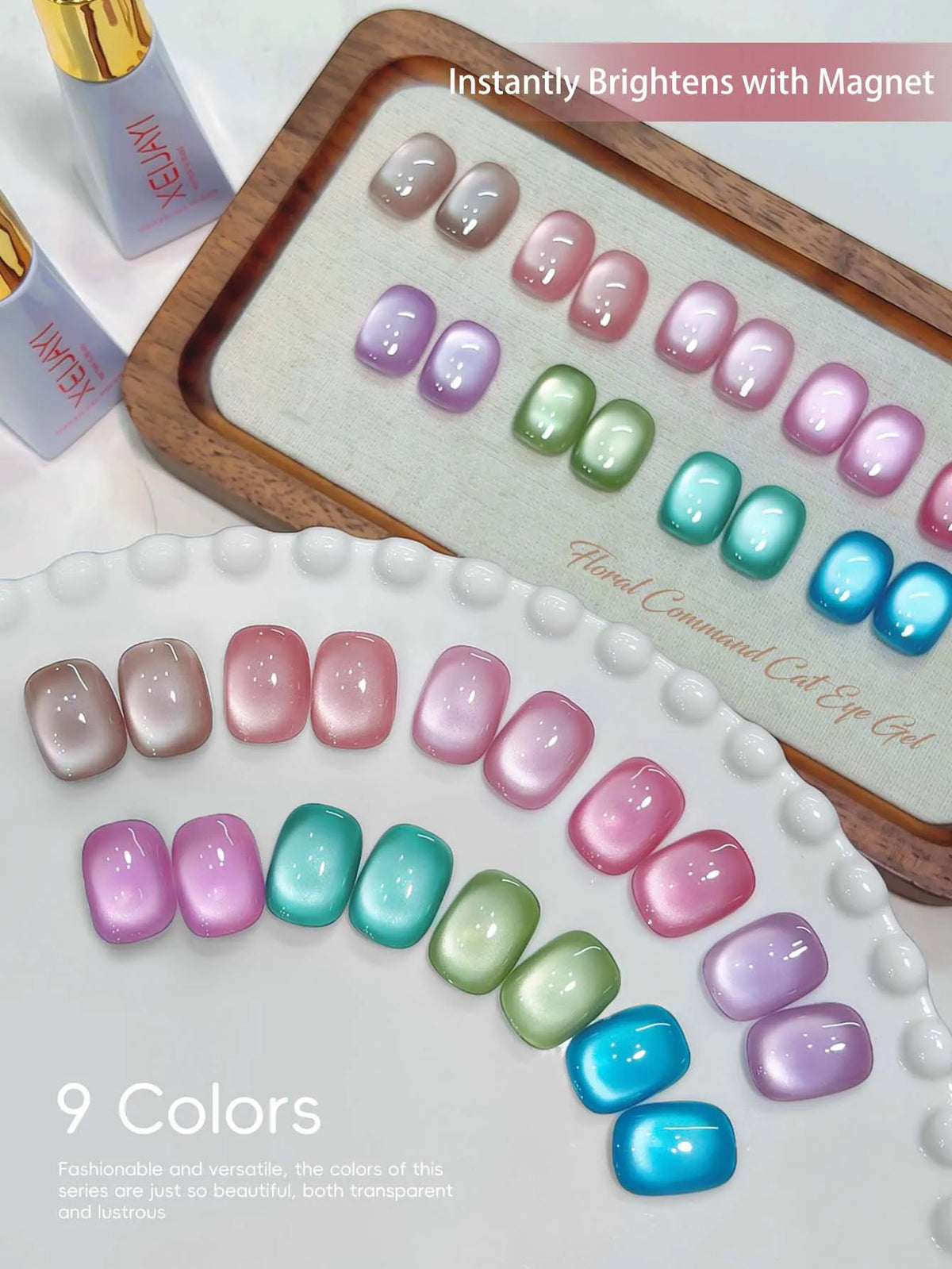 9Pcs Cat Eye Gel Nail Polish Set Soak Off UV French Cat Eye Gel Nail Polish Manicure Salon