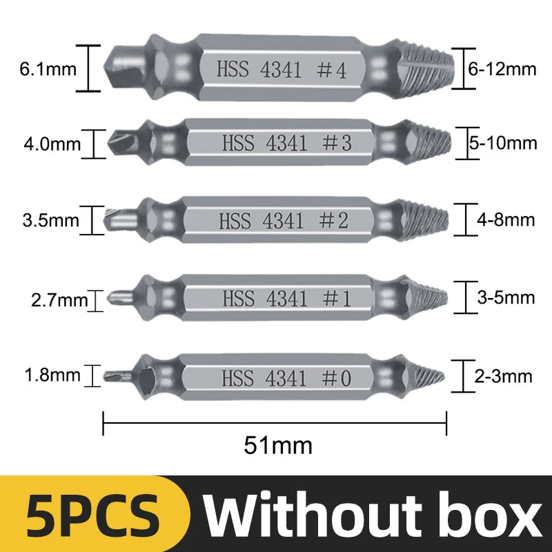 TOOLEYE Damaged Screw Extractor Set Center Drill Bit Set Woodworking Tools Broken Bolt Extractor Bolts Screws Remover Extractor