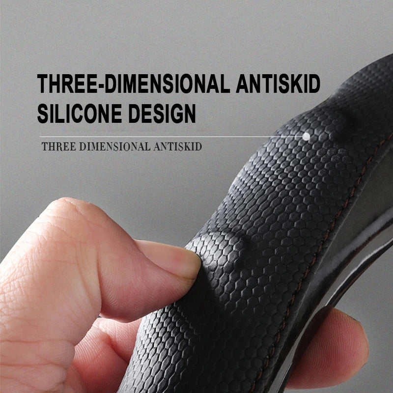Car Truck PU Leather Embossed Steering Wheel Cover Steering-Wheel For Auto Diameters 36 38 40 42 45 47 50CM 7 Sizes to Choose