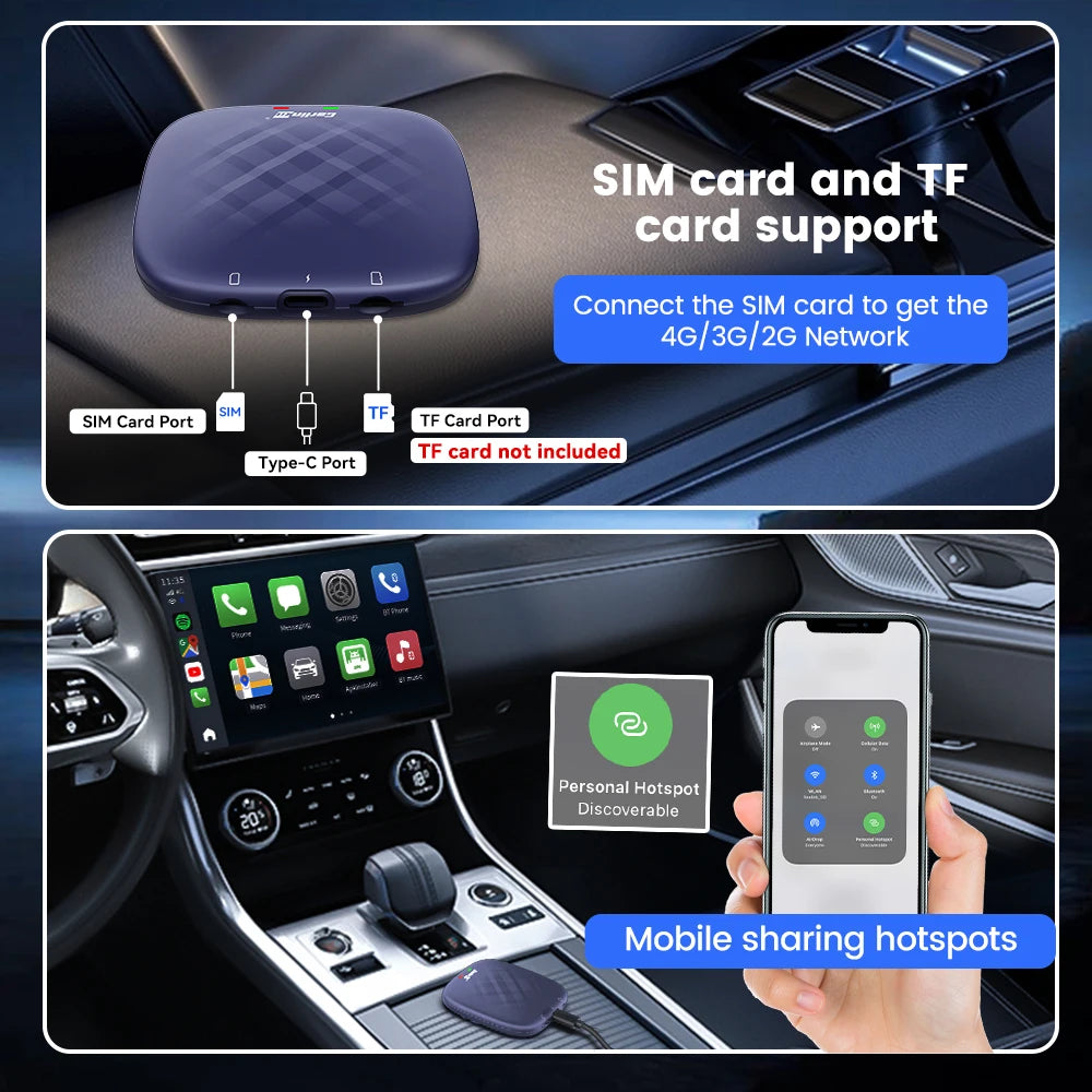 2026 CarlinKit 3 In 1 Android Auto Wireless Android 13 CarPlay Smart Box QCM6125 SM6225 8-Core For Netflix YouTube For OEM Cars