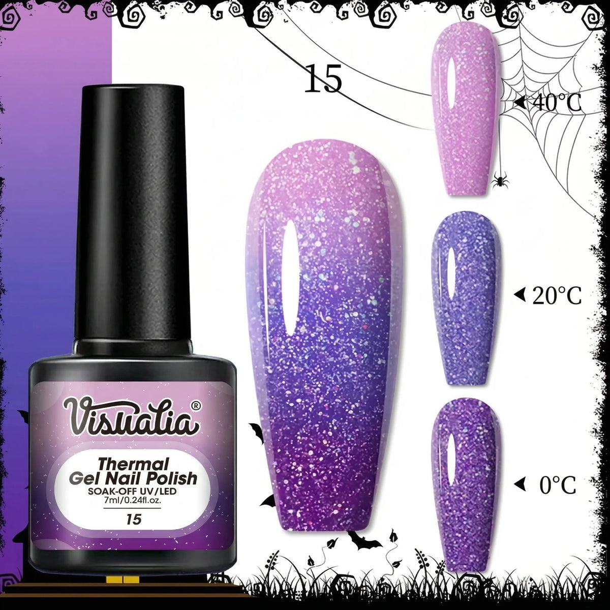 1pc Gradient Hot Gel Nail Polish Set, Changes with Temperature, Semi-Permanent /LED, Soak-Off, Long-Lasting, And Fragrance,
